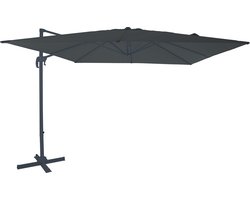 AXI Nima Zweefparasol 300x300 cm Antraciet/grijs incl. Hoes – Gepoedercoat aluminium frame met kruisvoet – 360° Draaibaar - Kantelbaar – UV werend doek