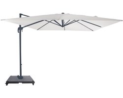 AXI Nima Zweefparasol 300x300 cm Complete set incl. Hoes & Parasolvoet met wielen Antraciet/beige – Gepoedercoat aluminium frame met kruisvoet – 360° Draaibaar - Kantelbaar – UV werend doek