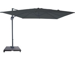 AXI Nima Zweefparasol 300x300 cm Complete Set incl. Hoes & Parasolvoet met wielen Antraciet/grijs – Gepoedercoat aluminium frame met kruisvoet – 360° Draaibaar - Kantelbaar – UV werend doek