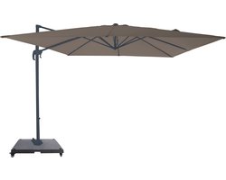 AXI Nima Zweefparasol 300x300 cm Complete set incl. Hoes & Parasolvoet met wielen Antraciet/taupe – Gepoedercoat aluminium frame met kruisvoet – 360° Draaibaar - Kantelbaar – UV werend doek