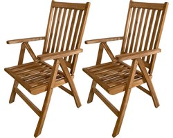 AXI Nuria Teak Verstelbare Tuinstoelen – Houten inklapbare tuinstoelen – 5 Standen – Set van 2 stuks – 100% Teak – 180 kg draagkracht – Tuin, terras of balkon