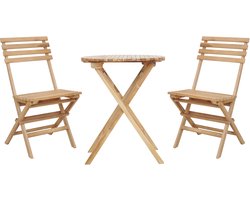 AXI Rae 3-delige Houten Bistroset Teak –Balkonset 2 stoelen en tafel – 100% Teak – Inklapbaar – Voor balkon en terras