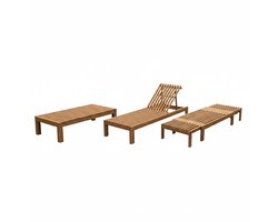 AXI Rowan 2-in-1 Teak Ligbed & Tuinbank – 250 x 67 x 77 cm - In- en Uitschuifbaar – Rugleuning met 4 standen – Teakhout