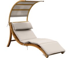 AXI Salina ligstoel met zonnescherm Beige - FSC houten frame - max. 200 kg