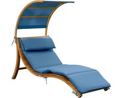 AXI Salina ligstoel met zonnescherm Blauw - FSC houten frame - max. 200 kg