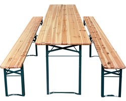 AXI Toon Biertafelset - Opklapbare Tafel en 2 Banken – 220 cm –Stalen Frame & Hout – Met Rubberen Pootkapjes – Picknicktafel voor buiten