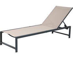 AXI Zane Ligbed Antraciet/bruin– Gepoedercoat stalen frame – Rugleuning met 5 standen – Textileen liggedeelte – 173x62 cm