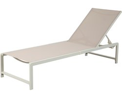 AXI Zane Ligbed Beige/bruin – Gepoedercoat stalen frame – Rugleuning met 5 standen – Textileen liggedeelte – 173x62 cm