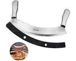 AXIMO Pizzasnijder / wiegemes – pizza snijder uit roestvrij staal – dubbel handvat – 30,5 cm