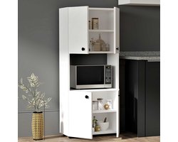 Ayaz Keukenkast | 100% MELAMINE | Wit - Emob - Keuken magnetronkast - Wit - MDF