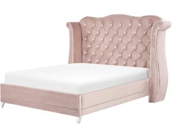 AYETTE - Tweepersoonsbed - Pastelroze - 180 x 200 cm - Fluweel