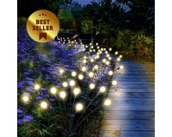 Aynlights® - 2025 - 2 STUKS - Solar Tuinverlichting - WARM WIT LICHT - Tuinverlichting Op Zonne-energie - Tuinlamp - Vuurvliegjes Op Zonne-energie -Firefly Lights - 2 STUKS - 16 LEDS - 12 uur + Licht - 2 JAAR GARANTIE