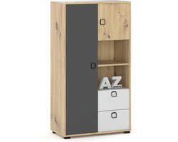 AZ Home Dressoir Kevin 4 80cm Eiken Artisan Antraciet Wit