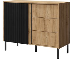 AZ Home Dressoir MIA 5 100cm Eiken Zwart Mat Kast Commode Opbergkast Woonkamer 100x80x41cm