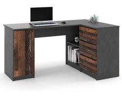 AZ Home Greg - Hoekbureau Donkergrijs - Old Wood - Rechts - Kantoor bureau