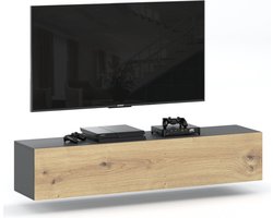 AZ Home Tv Meubel Young 200 cm Antraciet Eiken Tv Kast Hangend Kast Woonkamer Wandkast