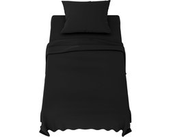 Azalia beddengoedset 90x190 cm - 3-delig microvezel - hoeslaken 90x190 cm - eenpersoons onderlaken 70x260 cm - 1 kussensloop 65x65 - Oeko Tex gecertificeerd - zwart