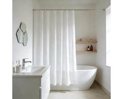 Azalia Douchegordijn 180x180 Wit anti-schimmel, douchegordijnen badtextiel polyester stof waterafstotend machine wasbaar met metalen oogjes, breedte 180 x hoogte 180cm