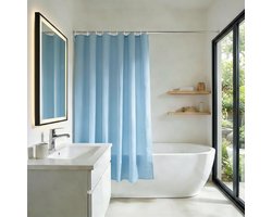 Azalia Douchegordijn, blauw, textiel, machinewasbaar, met metalen ogen, 180 x 220 cm (b x h)