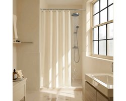 Azalia Douchegordijn, van waterafstotend polyester, met metalen ogen, 180 x 170 cm (b x h), beige