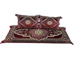 Aziatisch grondmatras / zitmatras (Toshak) met rugkussens - 180 x 72 x 10 cm