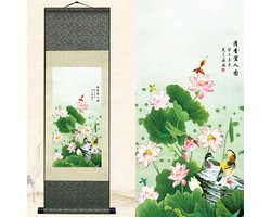 Aziatische Muurkunst Chinoiserie Muurschildering 99x30cm