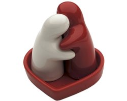 Azomor® Drie-delige set van zout- en peperstrooiers met elegante hartvormige onderzetter