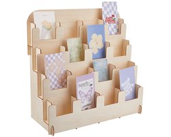 Azomor® Houten Display Rek voor Kaarten en Foto's met Vier Niveaus en Zestien Vakken