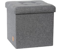 Azomor® Opvouwbare Grijze Hocker met Opbergruimte en Comfortabel Zitvlak