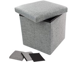 Azomor® Opvouwbare grijze opbergbox met deksel en zitfunctie voor veelzijdig gebruik