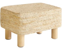 Azomor® Rechthoekige voetenbank van zeegras met houten poten voor multifunctioneel gebruik