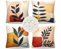 Azomor® Set van 4 Boho Kussenhoezen 40x40 cm met Abstracte Geometrische Patronen