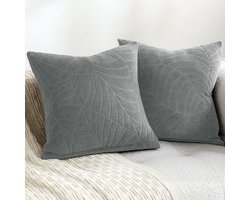 Azomor® Set van twee decoratieve kussenhoezen met bladmotief voor woonkamer