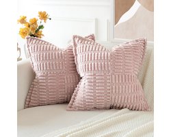 Azomor® Set van twee stijlvolle sierkussenhoezen in lila en roze voor woon- en slaapkamer