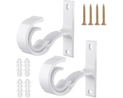 Azomor® Set van twee zilveren roestvrijstalen houders voor gordijnroedes en kledingstangen