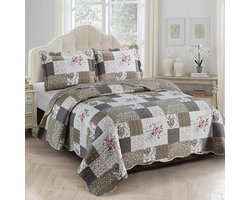 Azomor® Sfeervolle en Omkeerbare Bedsprei in Patchwork Ontwerp voor Eén Persoon