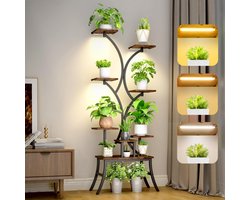 Azomor® Stijlvolle plantstandaard met verlichting en acht niveaus voor binnen