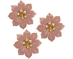 Azomor® Stijlvolle set van drie metalen bloemen wandsculpturen voor unieke muurdecoratie