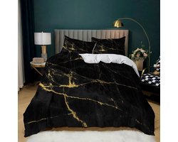 Azomor® Stijlvolle Zwarte Marmeren Beddengoedset van Microvezel voor Comfort en Sfeer