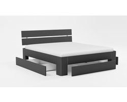 B Bright Bed Fresh 500 met hoofdbord en 3 opbergladen - 140 x 210 cm - antraciet