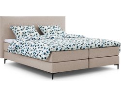 B Bright Boxspring Emerald vlak met gestoffeerd matras - 140 x 200 cm - beige
