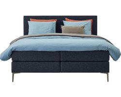 B Bright Boxspring Emerald vlak met gestoffeerd matras - 180 x 200 cm - navy
