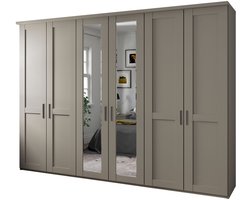 B Bright Draaideurkast Chateau met spiegel - 300 x 216 x 58 cm - kiezelgrijs