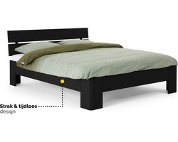 B Bright Fresh 400 Bed met Hoofdbord 120 x 210 cm - Bedframe Zwart - Bedombouw - Instaphoogte: 40cm - Tweepersoonsbedden