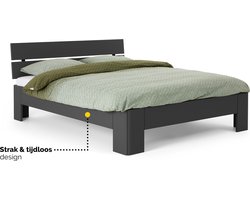 B Bright Fresh 400 Bed met Hoofdbord 120 x 220 cm - Bedframe Antraciet - Bedombouw - Instaphoogte: 40cm - Tweepersoonsbedden