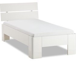 B Bright Fresh 400 Bed met Hoofdbord 90x220cm - Bedframe Wit - Eenpersoonsbedden - Instaphoogte: 40cm