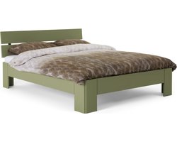 B Bright Fresh 450 Bed met Hoofdbord 180 x 220 cm - Bedframe Rietgroen - Bedombouw - Instaphoogte: 45cm - Tweepersoonsbedden