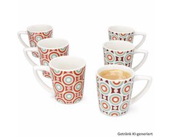 B. Serena 6-delige Set Koffiemokken Retro Porselein 3x Oranje & 3x Bruin – 2059595