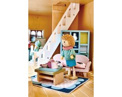 [B] Tender Leaf uniek houten poppenhuis Villa Foxtail XXL 3 verdiepingen inclusief meubels, houten poppen familie en woonkamer meubels- 40 x 72 x 90 cm cm