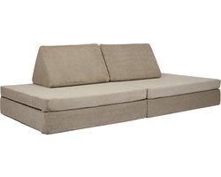 BAAAP Speelbank kind Taupe Corduroy Ribstof Kinderbank modulair peuter - Kinderstoel - Kinderfauteuil - Play Couch - Kinderzetel - Bankje - Montessori speelgoed - Kindersofa - Slaapbank